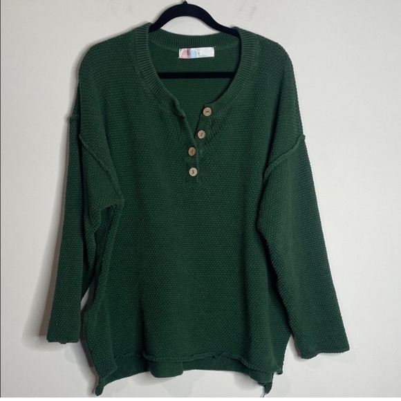 Free People FP Beach Hailee Sweater in Green Women’s size Large - Picture 3 of 7